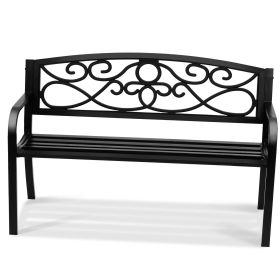 Outdoor Bench, 50 inches Metal Garden Bench for Outdoors, 550 lbs Load Capacity Bench, Outdoor Garden Park Bench with Backrest and Armrests