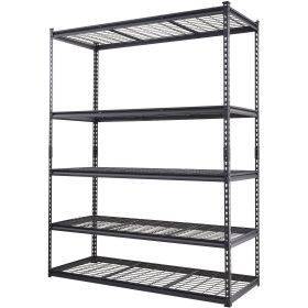 Storage Shelving Unit, 5-Tier Adjustable, 2000 lbs Capacity, Heavy Duty Garage Shelves Metal Organizer Wire Rack, Black
