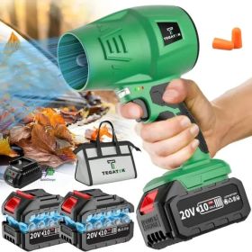 High Power Cordless Leaf Blower 20000RPM Turbo Jet Air Blower 20V Battery Operated Handheld Dust Snow Remover For Yard Lawn Driveway Home Outdoor (Option: Green)
