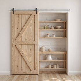 10FT Sliding Barn Door Hardware Kit For Single Sliding Barn Door I-shape (Option: Black)