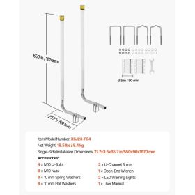 Boat Trailer Guide, 65.7 In With LED Light Trailer Guide Poles, 2PCS High-Hardness Steel Guide-Ons, Wide Adjustable Trailers Guides With PVC Pipe (Option: Black)